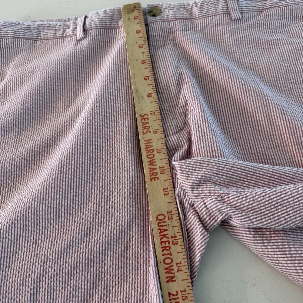 Vineyard Vines Club Shorts Mens 38 Red Seersucker Stripe Flat Front Preppy
